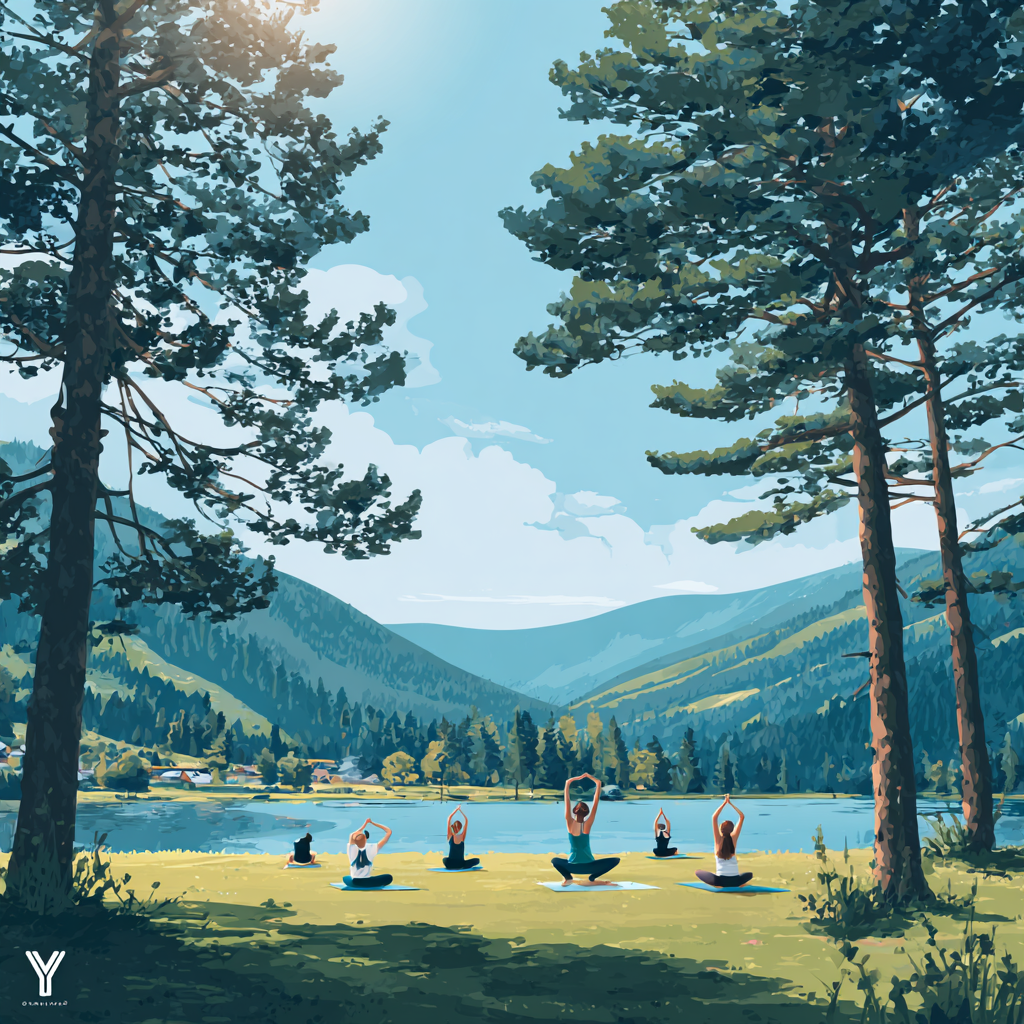 Yoga-Gruppe im Freien – Gemeinschaft und Bewegung